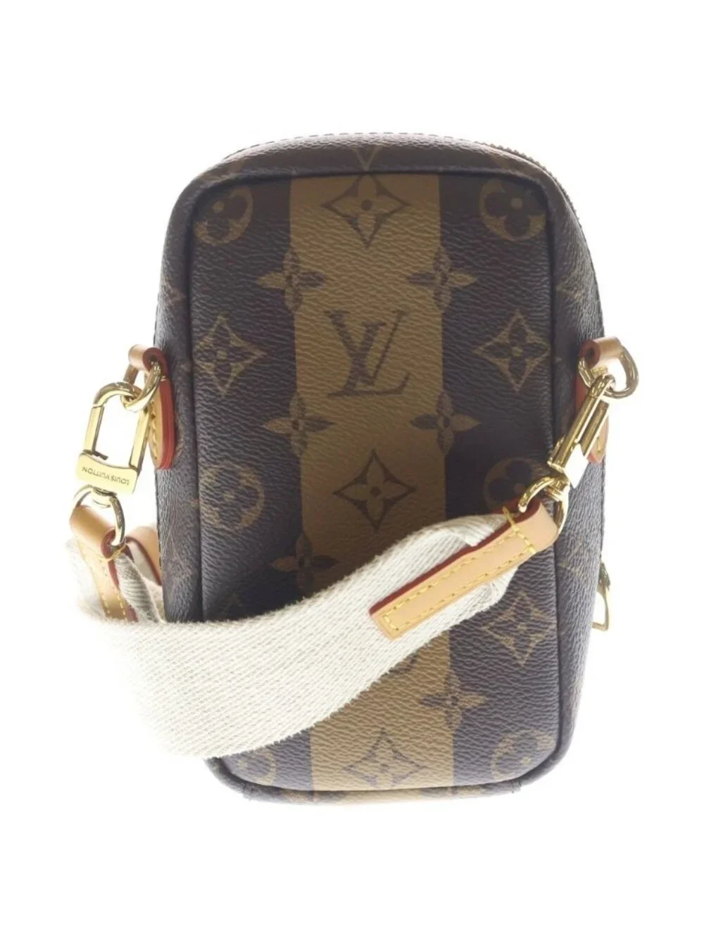 Louis Vuitton Monogram Stripe Double Phone Shoulder Bag Brown - Picture 2 of 6